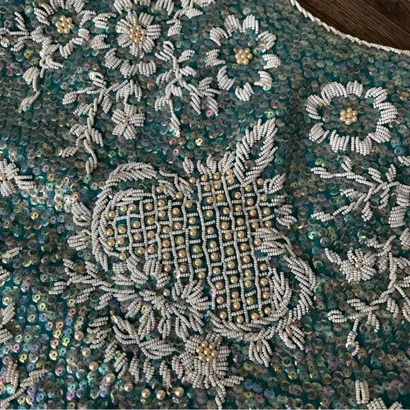 Stephen Chu 'Beaded Sweater Factory' lined sequin beaded sleeveless top M - Picture 11 of 12